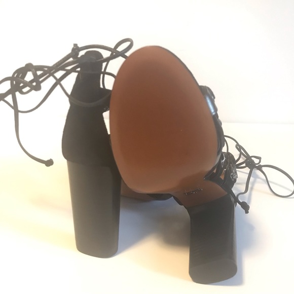 Coach Signature Black Link Lace-up Heel Sandals - Picture 6 of 9